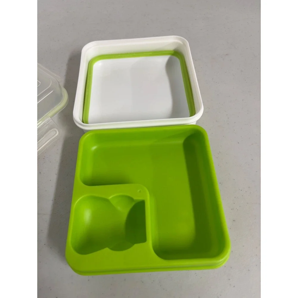 Cool Gear Collapsible Bento Box Lunch‎ Container Green 3 Compartment BPA Free